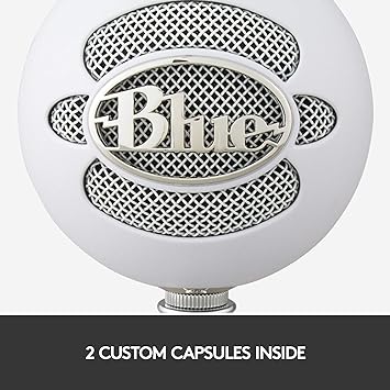 Logitech Blue Snowball iCE USB Microphone for PC, Mac, Gaming, Recording, Streaming, Podcasting, with Cardioid Condenser Mic Capsule, Adjustable Desktop Stand and USB cable, Plug 'n Play – Off White