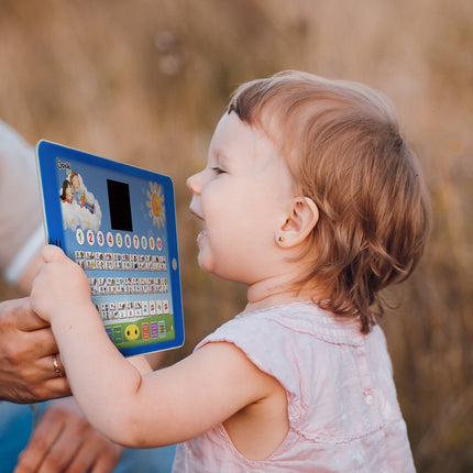 English and Spanish Bilingual Learning Tablet Toy with Small LED Screen by Boxiki Kids | ABC, Animals, Fruit and Other Words | Learning Toys for 3 Year olds and Above