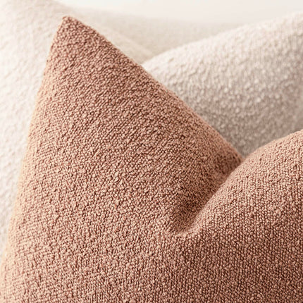 Foindtower 18x18" Pack of 2 Textured Boucle Throw Accent Solid Cozy Soft Decorative Couch Cushion Case for Chair Sofa, Dusty Orange Hazel X0048OPS4X