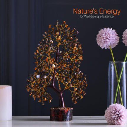 YUVDIPR 7 Chakra Money Tree Healing Feng Shui Statues & Figurines Reiki Crystal Balancing Buddha Home Décor (Tiger Eye G)