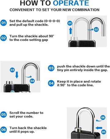 WORVE 2-PACK 4 Digit Outdoor Waterproof Combination Lock