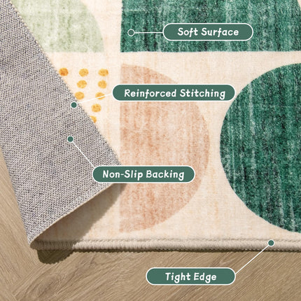 MUJOO Green Washable Rugs 8x10',Boho Area Rugs for Living Room Bedroom,Large Throw Floor Carpet Non Slip Soft Modern Abstract Sage Green