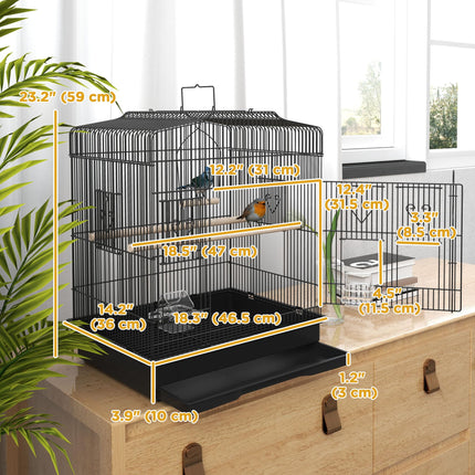 (New Open Box) PawHut 23" Large Bird Cage with Accessories, Handle, Black