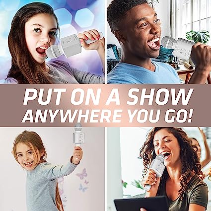 Portable Karaoke Machine, Singsation Solo-Pro All-in-One Karaoke Microphone, Wireless Bluetooth Speaker, Echo Voice Effect, Rechargeable for Hours of Fun!