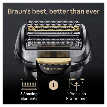 Braun Series 9 PRO+ Electric Shaver for Men with Precision Long Hair Trimmer, Wet and Dry Electric Razor , 9567cc Galvano Silver