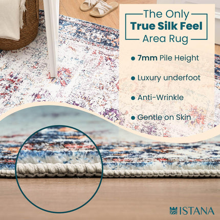 Istana Living Room Rugs 8x10 - Multi Colored Bedroom Rug 8x10 Under Bed - Foldable Rugs 8 X 10 Living Room - Stain Resistant Modern Rug - Eco-Friendly Luxe Weavers Colorful Area Rugs