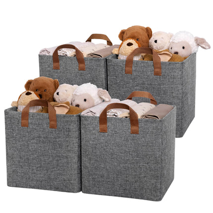 GRANNY SAYS Cube Storage Bins, Pack of 4 Fabric Storage Cubes with Metal Frame, Cube Storage Organizers with Handles, Collapsible Square Storage Boxes for Shelves, Cube de Rangement 30 x 30 x 30 cm