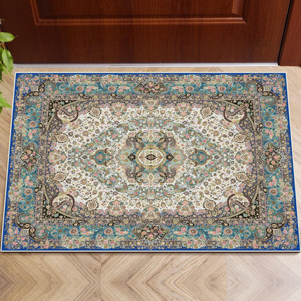 B2jiu Vintage Area Rugs 2x3ft, Machine Washable Small Rug Non Slip Soft Low Pile Thin Throw Carpet Indoor, Bedroom, Living Room, Entrance, Kitchen and Laundry Room Mat with 8 PCS Rug Tapes