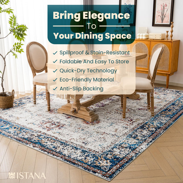 Istana Living Room Rugs 8x10 - Multi Colored Bedroom Rug 8x10 Under Bed - Foldable Rugs 8 X 10 Living Room - Stain Resistant Modern Rug - Eco-Friendly Luxe Weavers Colorful Area Rugs