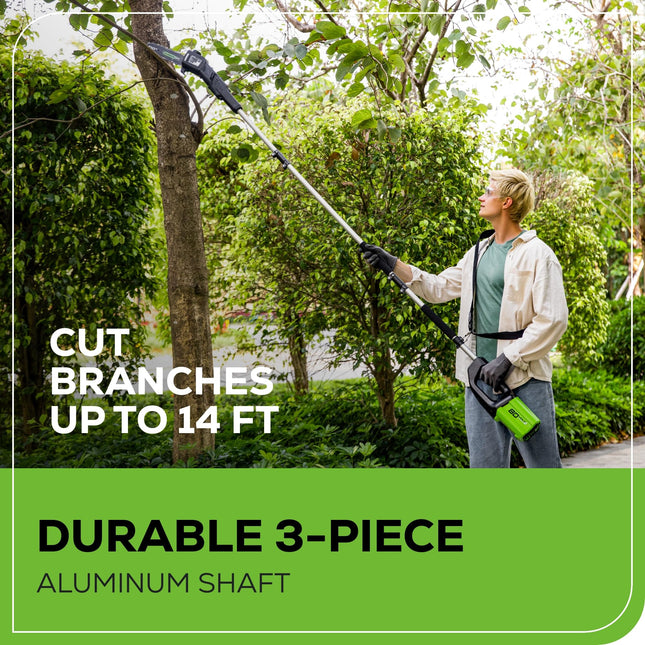 Greenworks 80V 10" Cordless Polesaw, 2.0Ah Battery and Charger Included PS80L210