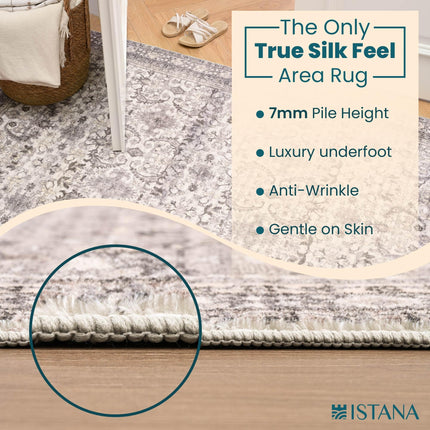 Istana Area Rugs 8x10 - Beige Grey/Light Cream Area Rug - Foldable Stain Resistant 8 x 10 Rug for Bedroom - Washable Area Rugs 8x10 - Farmhouse Rugs for Living Room
