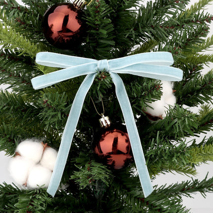 Velvet Ribbon 3/8 Inch x 30 Yards LVYOUIF Single Side Flocked Christmas Ribbon Roll for Gift Wrapping, Bouquets, Tree Bows, Holiday & Party Decoration Light Blue -78