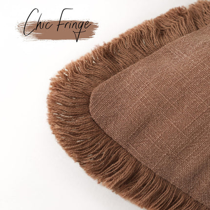 Foindtower 12×20" Set of 2 Linen Fringe Lumbar Throw Boho Farmhouse Cushion Cover with Tassels for Chair Sofa Couch, Rust X003U6N9OL