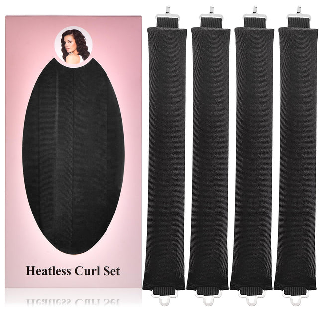 CEKEME 4pcs Heatless Blowout Curlers for Long Hair, Jumbo Flexi Soft Rods, Black