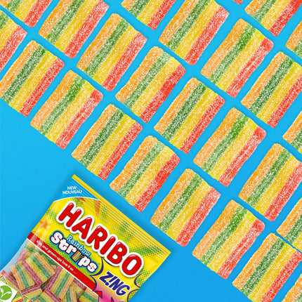 Haribo Z!NG Rainbow Strips Candy, 4 Sour Fruity Flavours, No Artificial Colours, 170g BAG