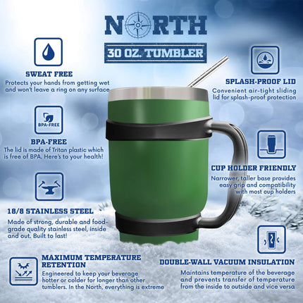 North 30oz Hot or Cold Stainless Steel Vacuum Insulated 5-Piece Tumbler Set Travel Mug
