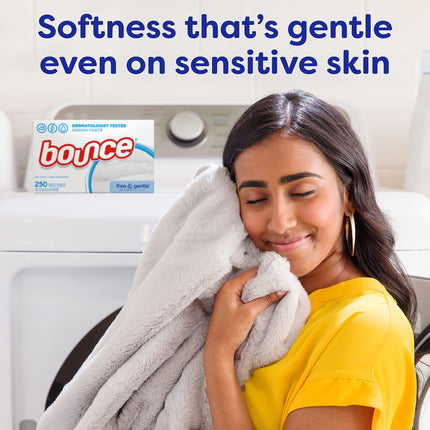 Bounce Dryer Sheets Free & Gentle, Unscented And Hypoallergenic For Sensitive Skin, 120 Count Pack of 1
