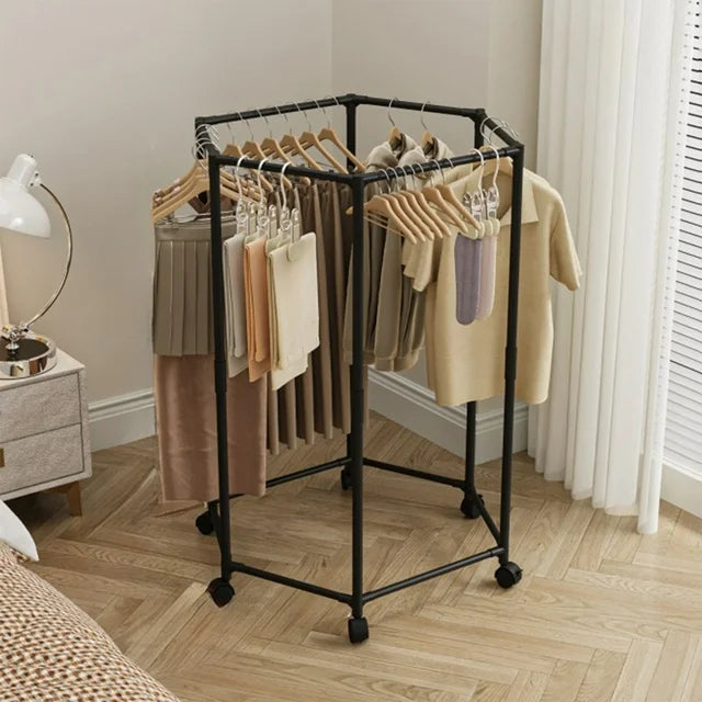 SDNallSDNall Hexagonal Rotating Floor-Standing Clothes Laundry Drying Rack Hanger