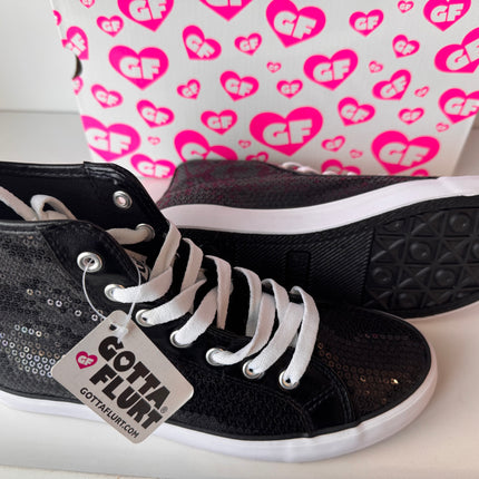 Gotta Flurt Women's Disco II Hi Black Sequin Hip Hop Dance Sneaker