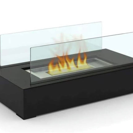 WJC Shop Fire Desire's Cubic bio Ethanol Fireplace, Table Top, Tempered Glass, Indoor Outdoor, Indoor/Outdoor Portable Smokeless Firepit, Black