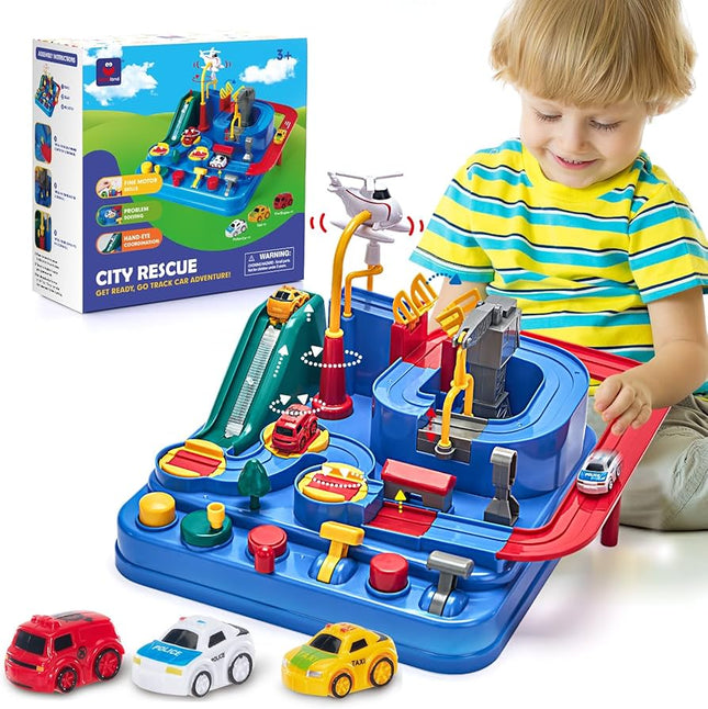 hahaland Kids Toys for 3 Year Old Boys - Car Race Track Boy Toy Age 3 4, Adventure Vehicles Toy Learning & Intelligence Educational for 3 4 5 Year Old Boy Girls Toddler Toys