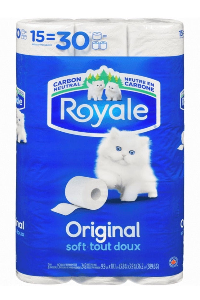 Royale Original Toilet Paper, 15 Equal 30 Rolls, 242 Bathroom Tissues per roll
