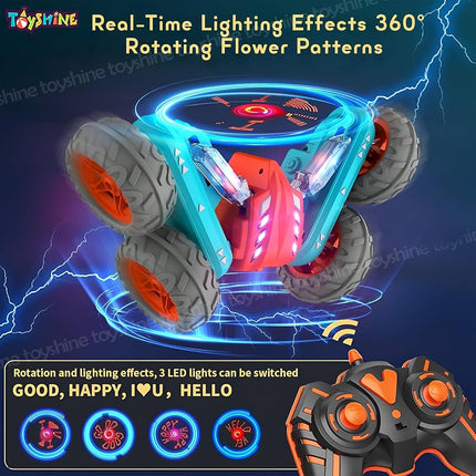 Toyshine Hologram Remote Control Car Stunt RC Cars, 2.4GHz With Double Sided 360 Flips, 4WD Off Road Drift RC Race Car Toy Stunt Toys For Kids 6-12 Year Old Boys Girls Birthday Gift, Blue