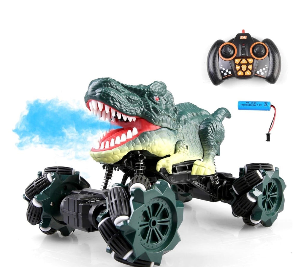 Remote Control Dinosaur Car for Boys, RC Cars for Boys Age 8-12, 2.4GHz Rc Dinosaur Truck Toys with Light & Sound Spray, All Terrain Electric RC Car Toys, Birthday Gift for 6-12 Boys Girls