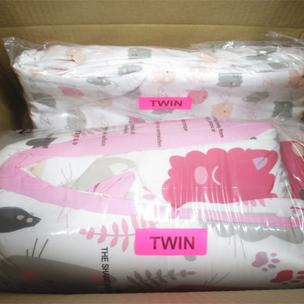 AMAZON BASICS KIDS 5PC BEDDING SET TWIN
Easy-Wash Microfiber Bed-in-a-Bag Bedding Set Pink Kitties, Animal Printed