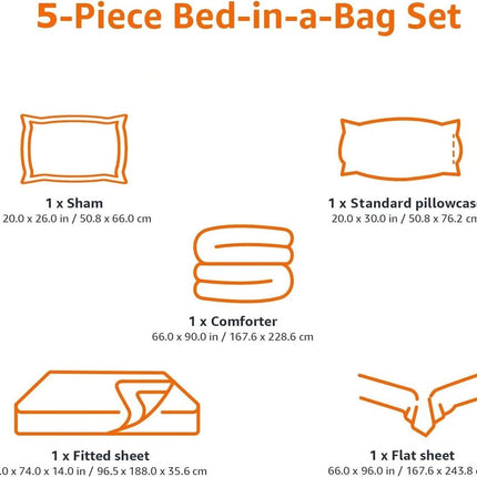 AMAZON BASICS KIDS 5PC BEDDING SET TWIN
Easy-Wash Microfiber Bed-in-a-Bag Bedding Set - Twin, Space Rockets
