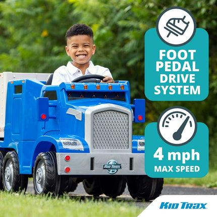 Kid Trax Semi-Truck and Trailer Ride-On Toy, Blue