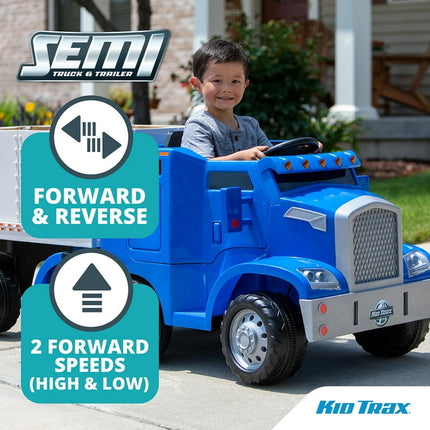 Kid Trax Semi-Truck and Trailer Ride-On Toy, Blue