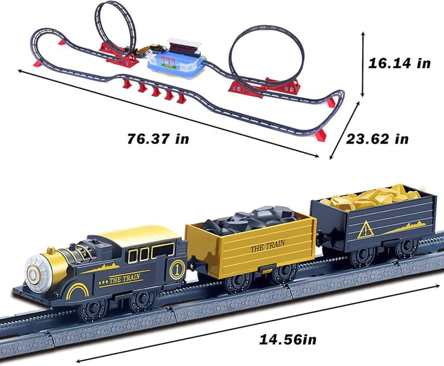 FUN LITTLE TOYS 78PCS Train Set Toys for Kids, Flexible Railway Tracks Roller Coaster Playset, Batteries Operated Toy Train with Light and Sound, Gift for 3 4 5 6 Years Old Toddlers Boys and Girls