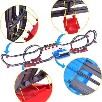 FUN LITTLE TOYS 78PCS Train Set Toys for Kids, Flexible Railway Tracks Roller Coaster Playset, Batteries Operated Toy Train with Light and Sound, Gift for 3 4 5 6 Years Old Toddlers Boys and Girls