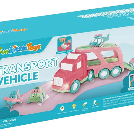 Truck Toys for Kids 2-4, Kids Toys Girls Age 2 3 4 5, Toddler Princess Girl Toys Carrier Truck with Cars and Planes, Toddler Birthday Gifts with Music & Lights for 2 3 4 5 Year Girls