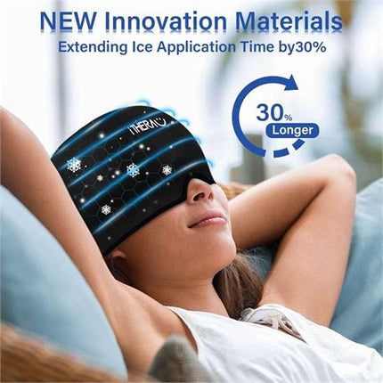 NEW, iTHERAU Migraine Ice Head Wrap, Migraine Relief Cap, BLACK