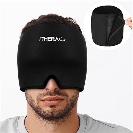 NEW, iTHERAU Migraine Ice Head Wrap, Migraine Relief Cap, BLACK