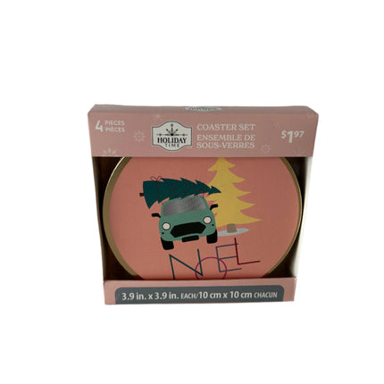 Holiday Time 4 Pcs Coaster Set (WMCAXS23112) 3.9 in. x 3.9 in. Each