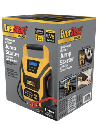 EverStart 1600 Amp Lithium Jump Starter with Air Compressor
