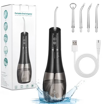 eCROSS Portable 400ML Water Flosser Cordless Dental Oral Irrigator, Black