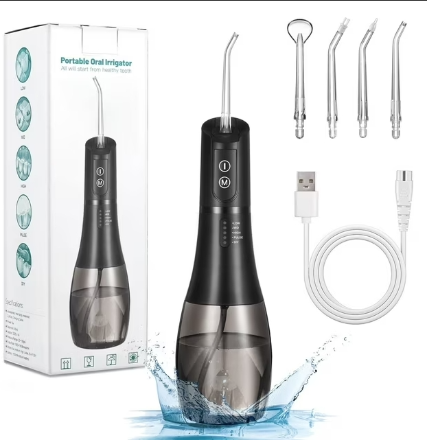 eCROSS Portable 400ML Water Flosser Cordless Dental Oral Irrigator, Black