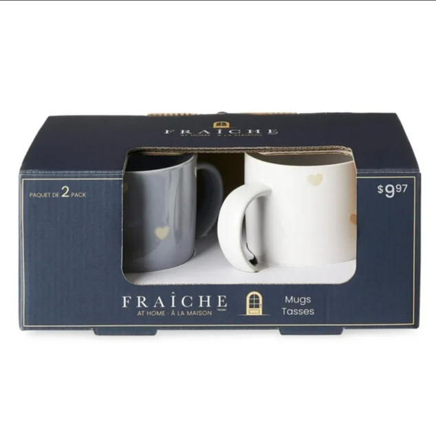 FRAÎCHE 2 Pack Spring Hearts Mugs Set