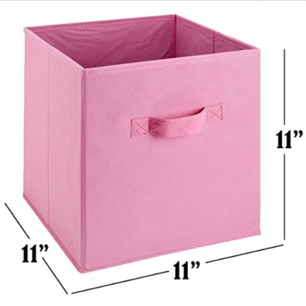 Handy Laundry 6-Pack Foldable Cube Storage Bins – Decorative Collapsible Organizer for Shelves, Closets, Underbed, Clothes, or Kids’ Toys (Pink)