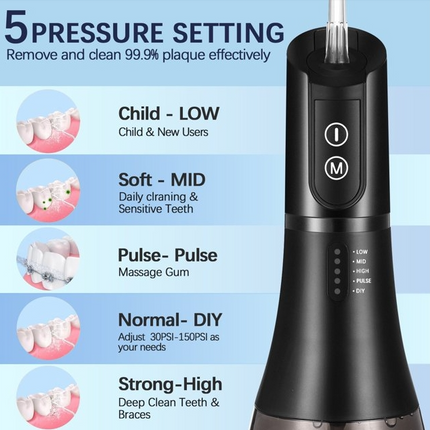 eCROSS Portable 400ML Water Flosser Cordless Dental Oral Irrigator, Black
