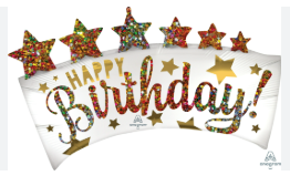 Anagram 34" Satin Happy Birthday Glitter Banner Foil Balloon, 1-piece