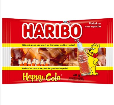 Haribo Happy Cola Gummy Candy, Pocket Size Bag, No Artificial Colours 60g BAG