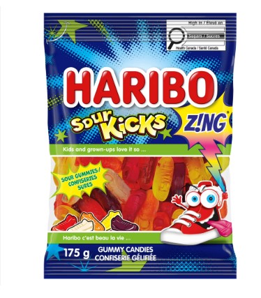Haribo Sour Kicks, No Artificial Colours 175g BAG