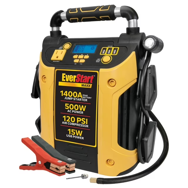 EverStart Maxx J5CPDE 1200 Peak Amps Jump Starter, Power Station, 500W Inverter, 120 PSI Compressor
