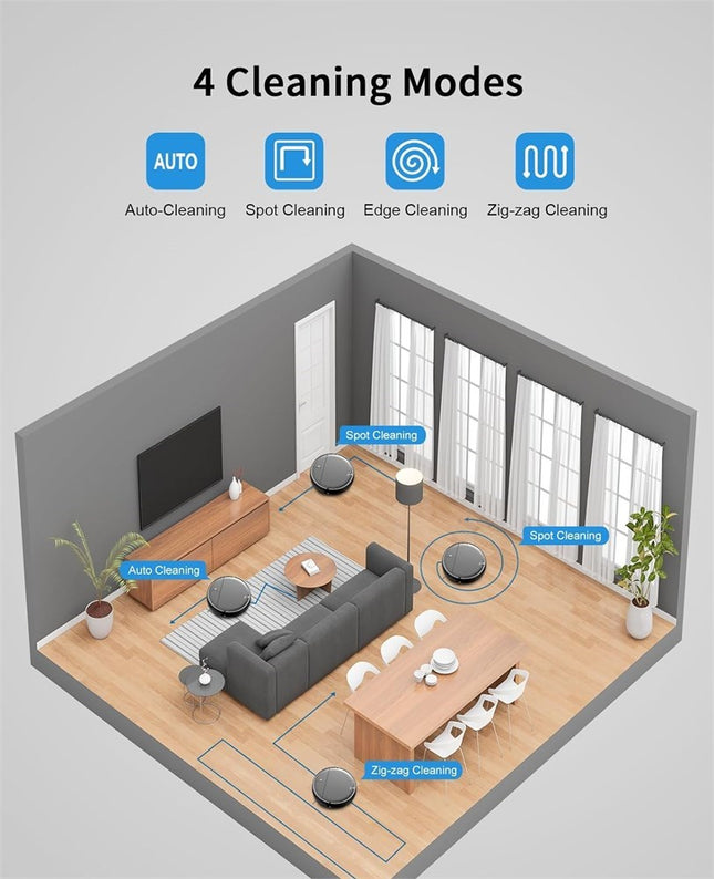 ROBOT 2 in 1 Mopping Robot Vacuum Cleaner with Schedule, Wi-Fi/Voice/App