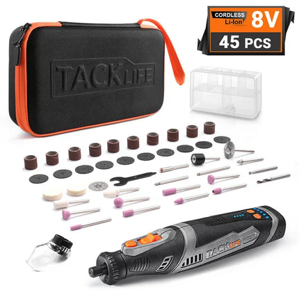 Tacklife Cordless Rotary Tool, 8V Motor 2.0 Ah Li-ion Battery Grinding Drilling Tool Sets, RTD02DC for Craft Projects, DIY Creations, Cutting, Engraving
